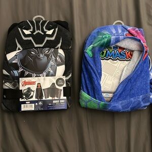 Boys Hooded Towel (Lot of 2) Marvel Avengers Black Panther & PJ Masks